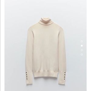 Zara cream colored high collar knit sweater